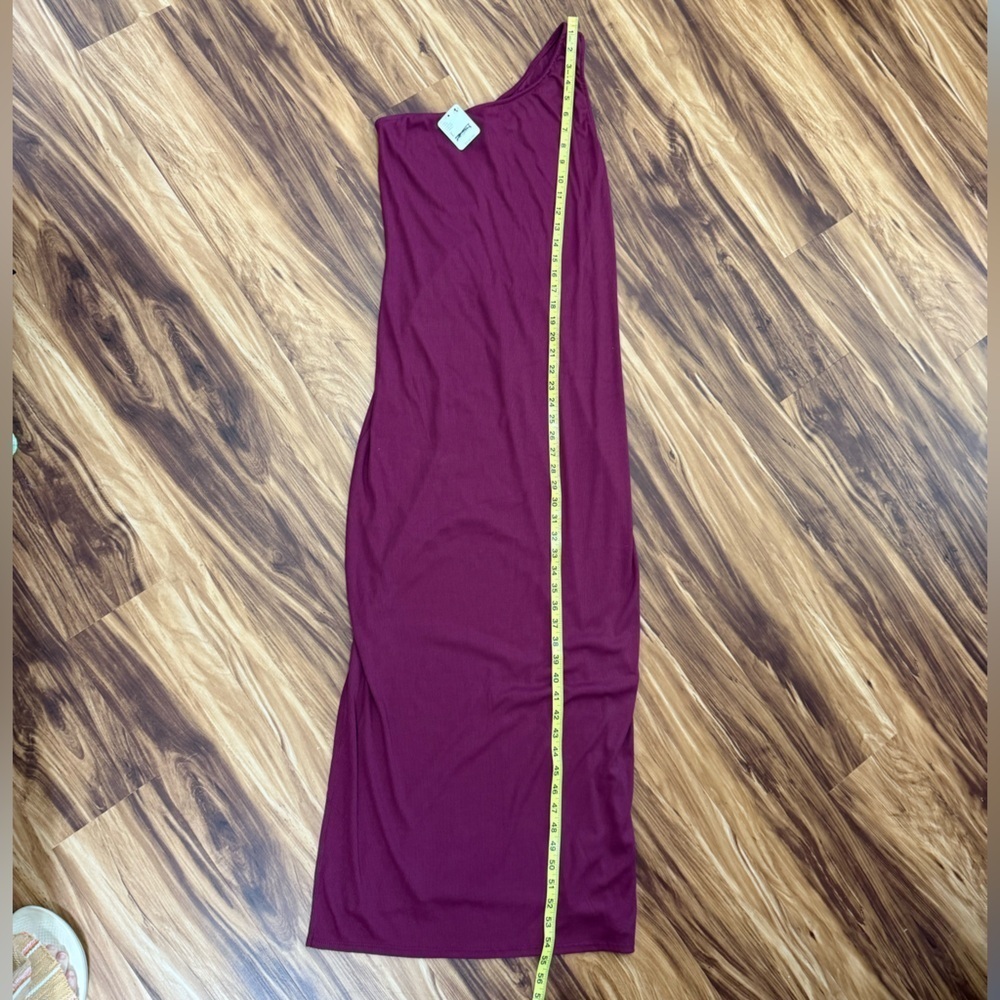 New Free People Saturday Night Cotton Ribbed One-Shoulder Dress - Picture 4 of 5